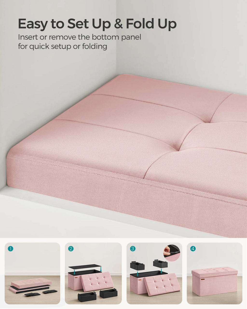 SONGMICS Ottoman Bench Foldable Storage