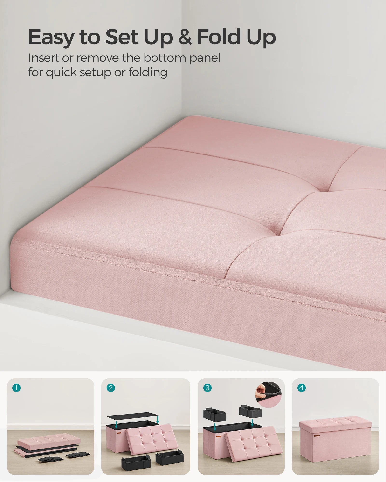 SONGMICS Ottoman Bench Foldable Storage
