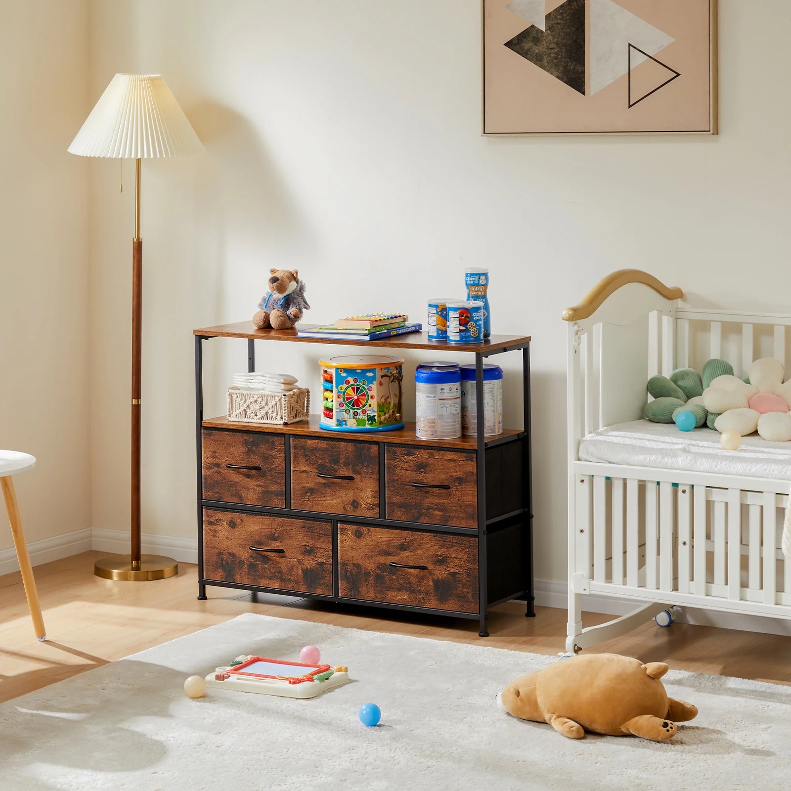 JHK  TV Stand with 5 Storage Drawers