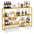 47" Wall Mounted Wine Rack w/ Glass Holder