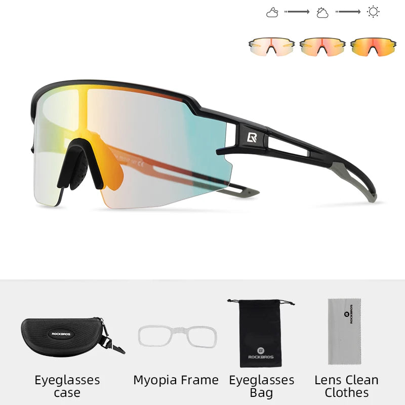 ROCKBROS Photochromic Cycling Glasses UV400 Sports Protection