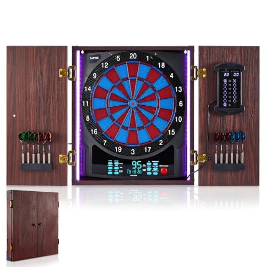 Electronic  Digital Dart Board with Cabinet and Light Strips Soft Tips