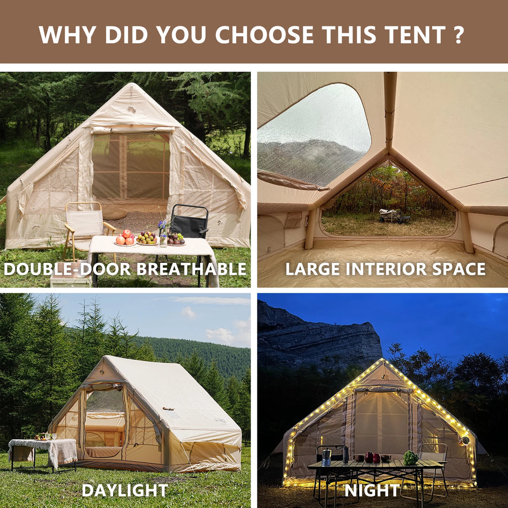 PAKICETUS Inflatable Tent with Skylight. Quick Setup with Pump 4-6 Persons