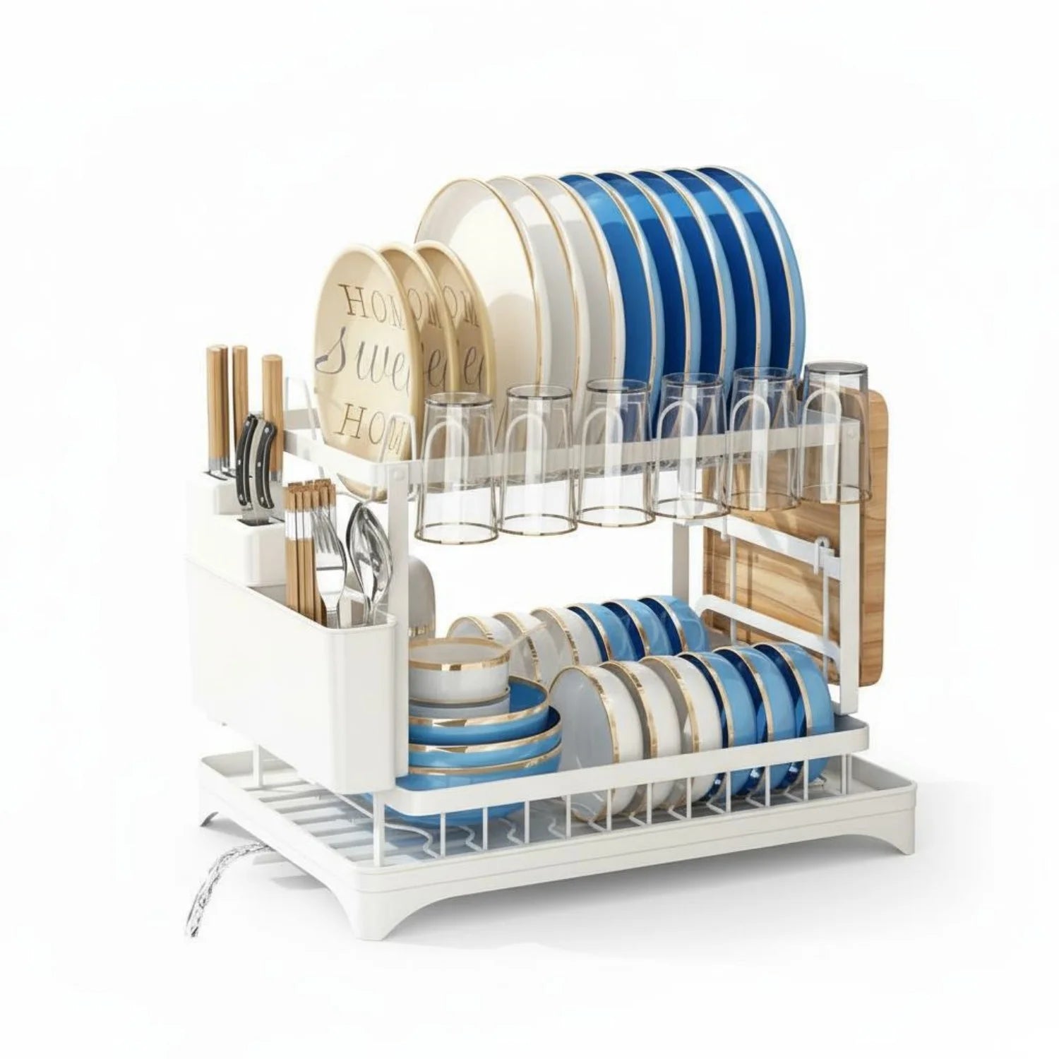 2-Tier Multifunctional Countertop Dish Organizer