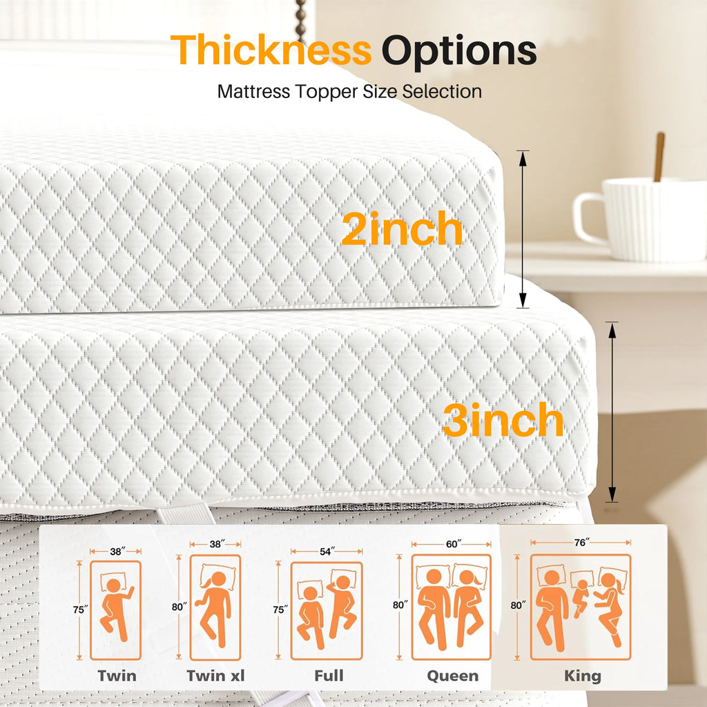 MCQ 3" Memory Foam Mattress Topper Cooling and Breathable