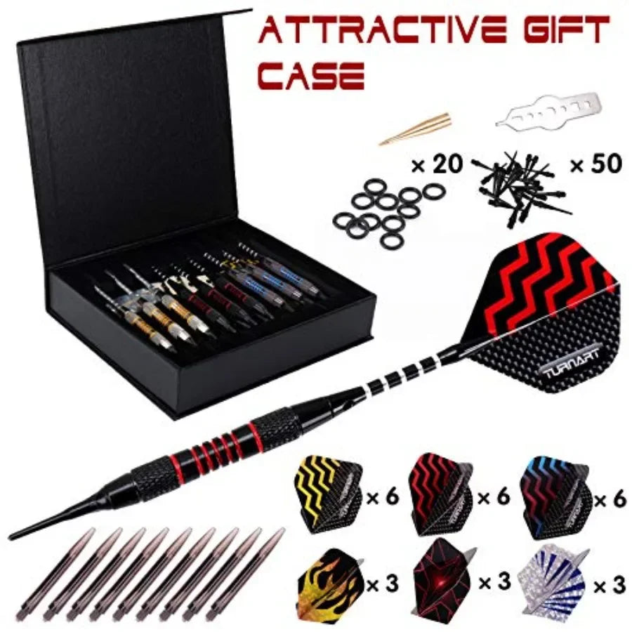 Electronic Dart Board 9 Soft Tip Dart Set with 50 Extra Tips and 9 Shafts