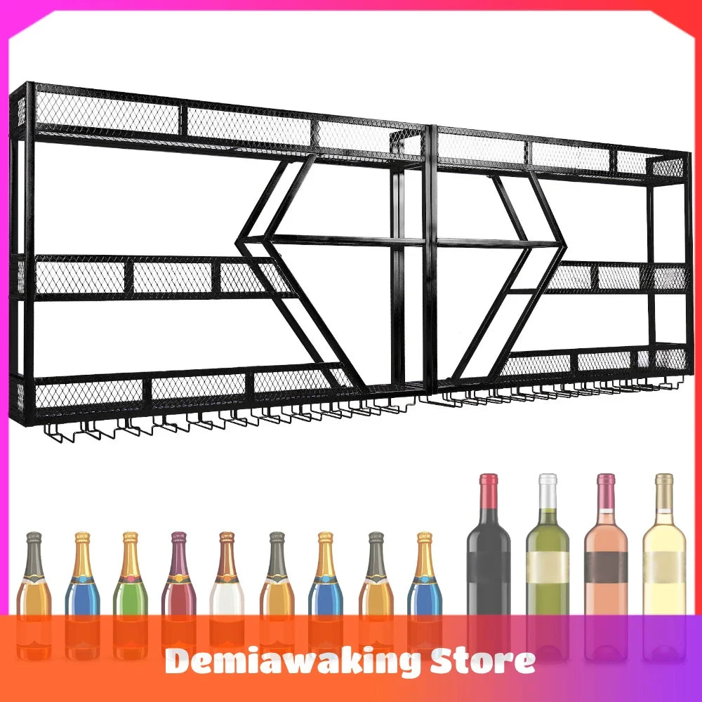 3/4 Tier Wall Mounted Wine Storage Rack Display