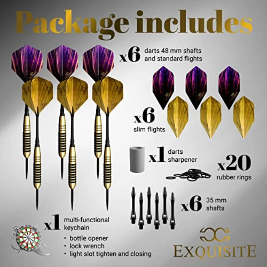 Premium Steel Tip Darts Set - Professional Darts, Brass Barrels, Metal Tip Darts, Extra Flights, 12 Aluminum Shafts 35/48, O-Ri