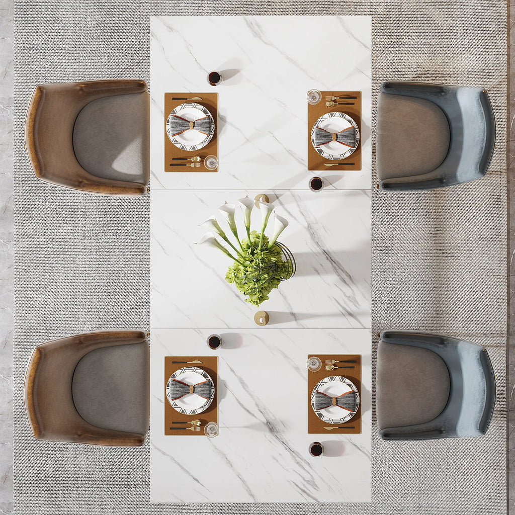 Tribesigns Faux Marble Rectangular Dining Table for 4 -6 People