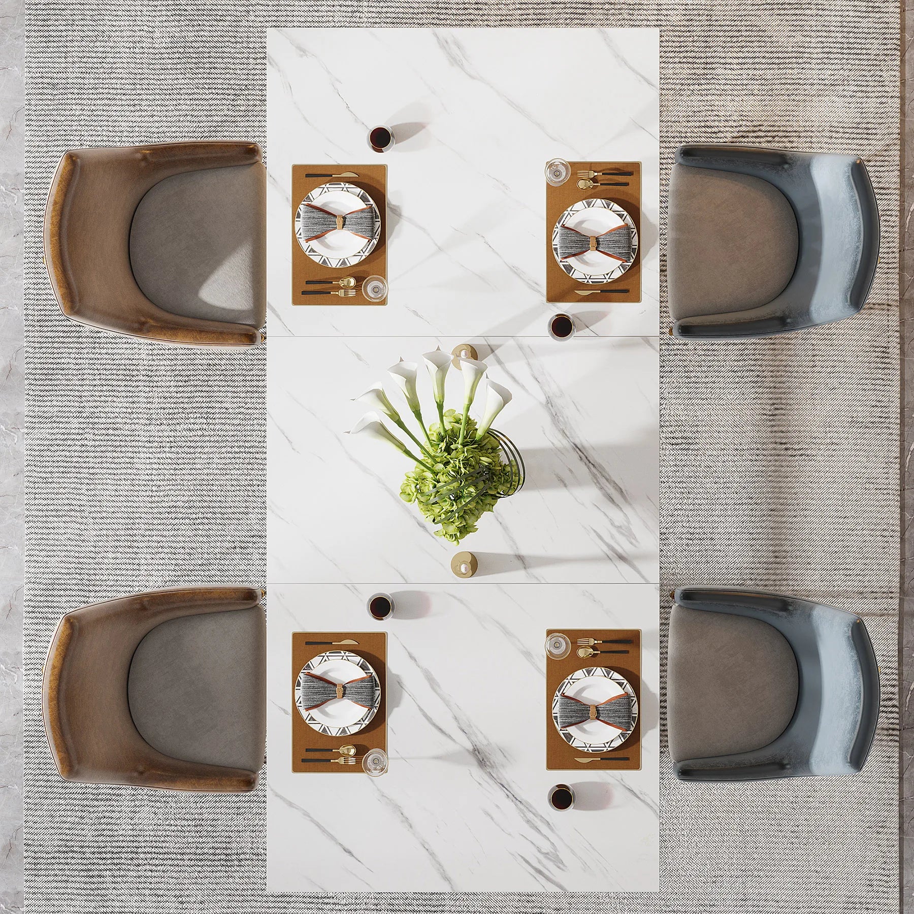 Tribesigns Faux Marble Rectangular Dining Table for 4 -6 People