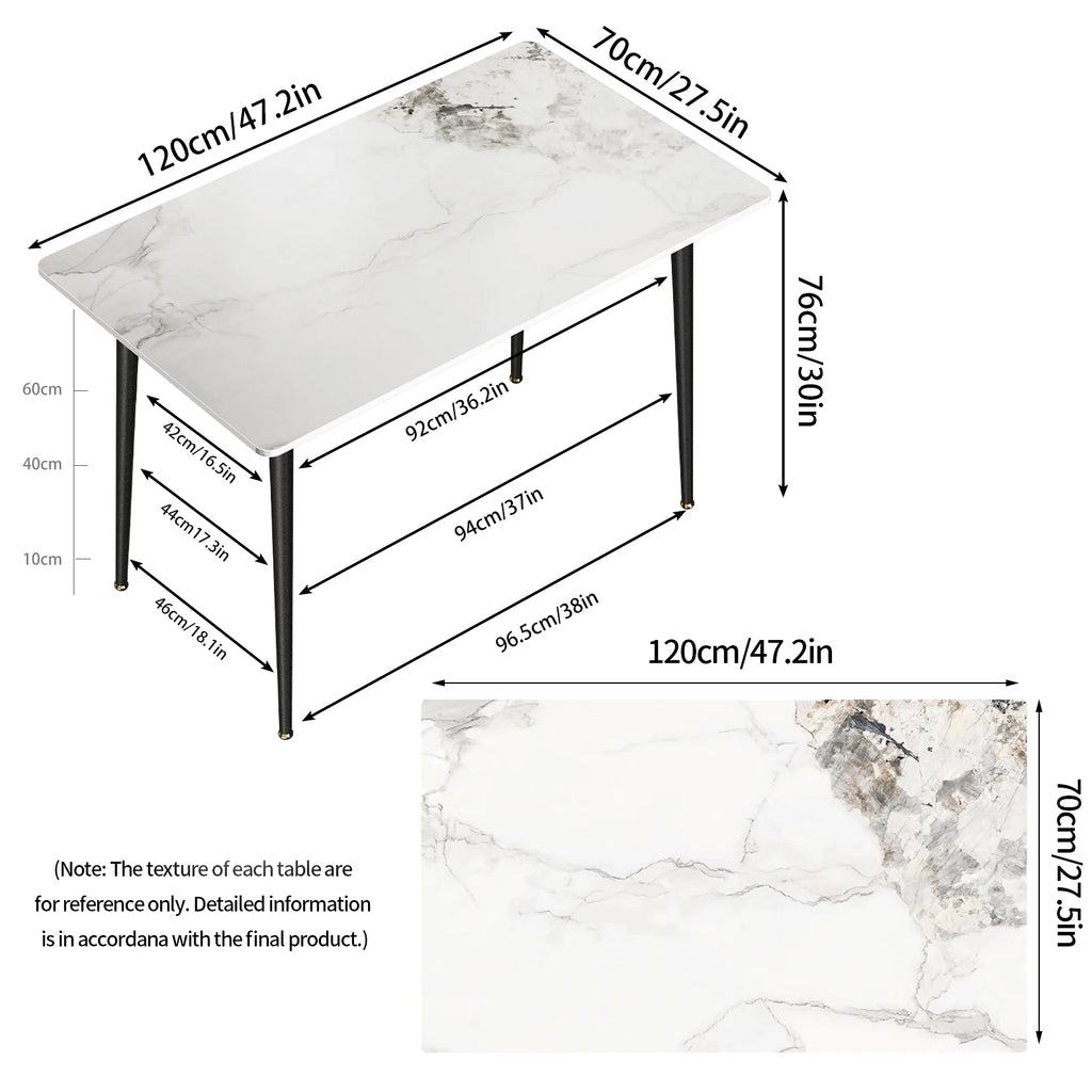 Rectangular Marble Dining Table for 4-6 People