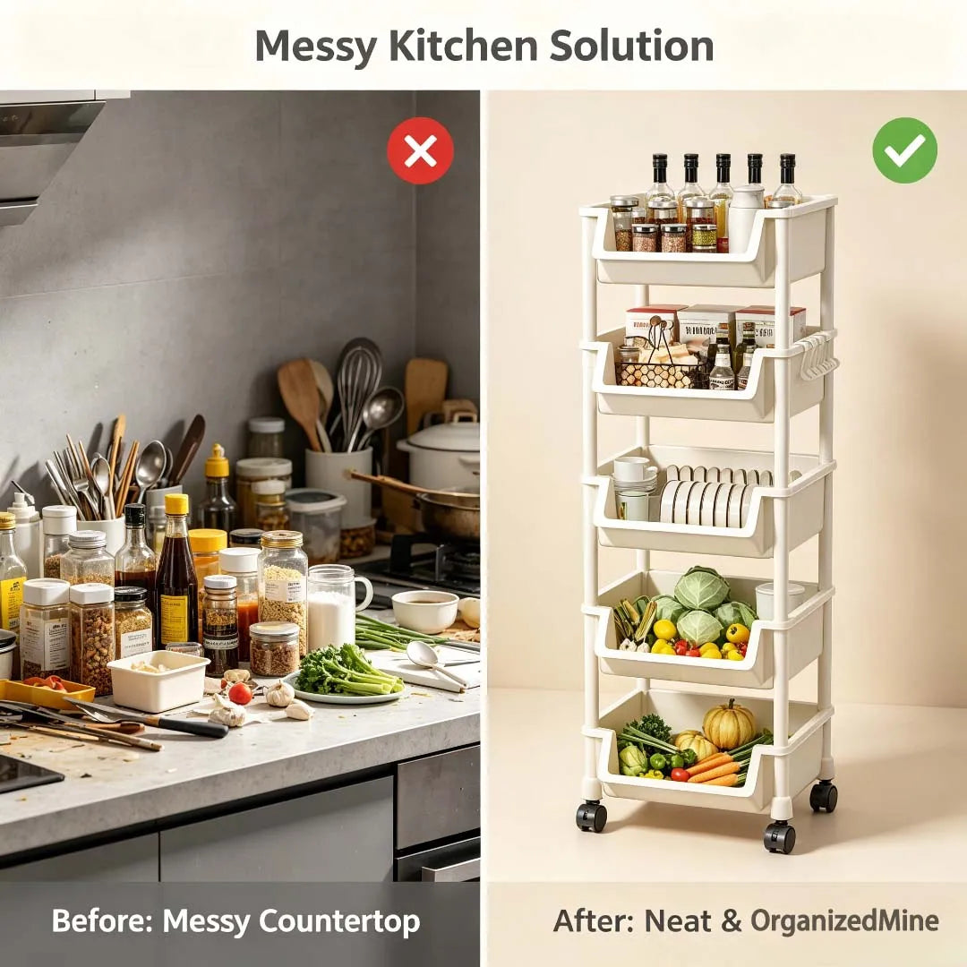 Reinforced Kitchen Storage Rack with Wheels