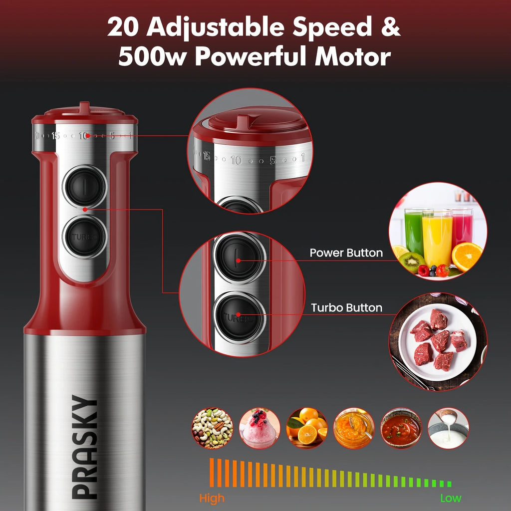 PRASKY 5-in-1 Blender with High Power Motor & Multi-Attachments