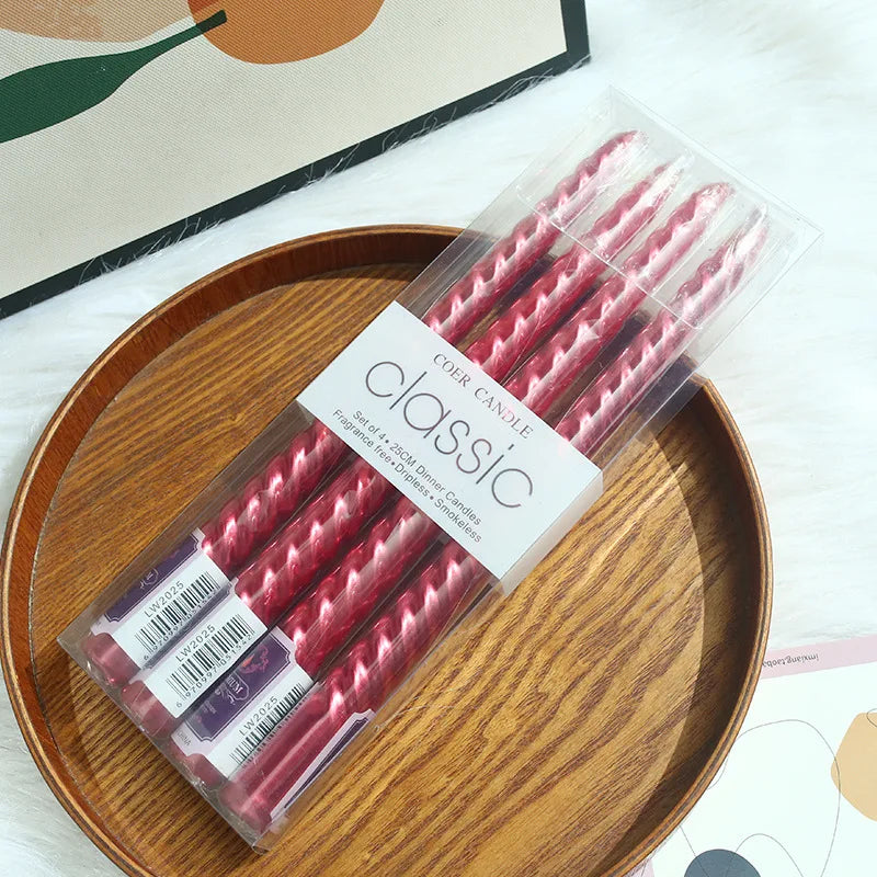 4pk per box - European long-pole spiral candles, 25cm spiral candles
