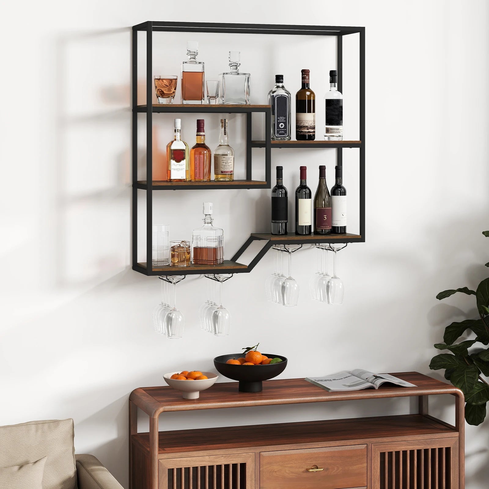 6-Tier Wall Mounted Wine Rack with Bottle Display