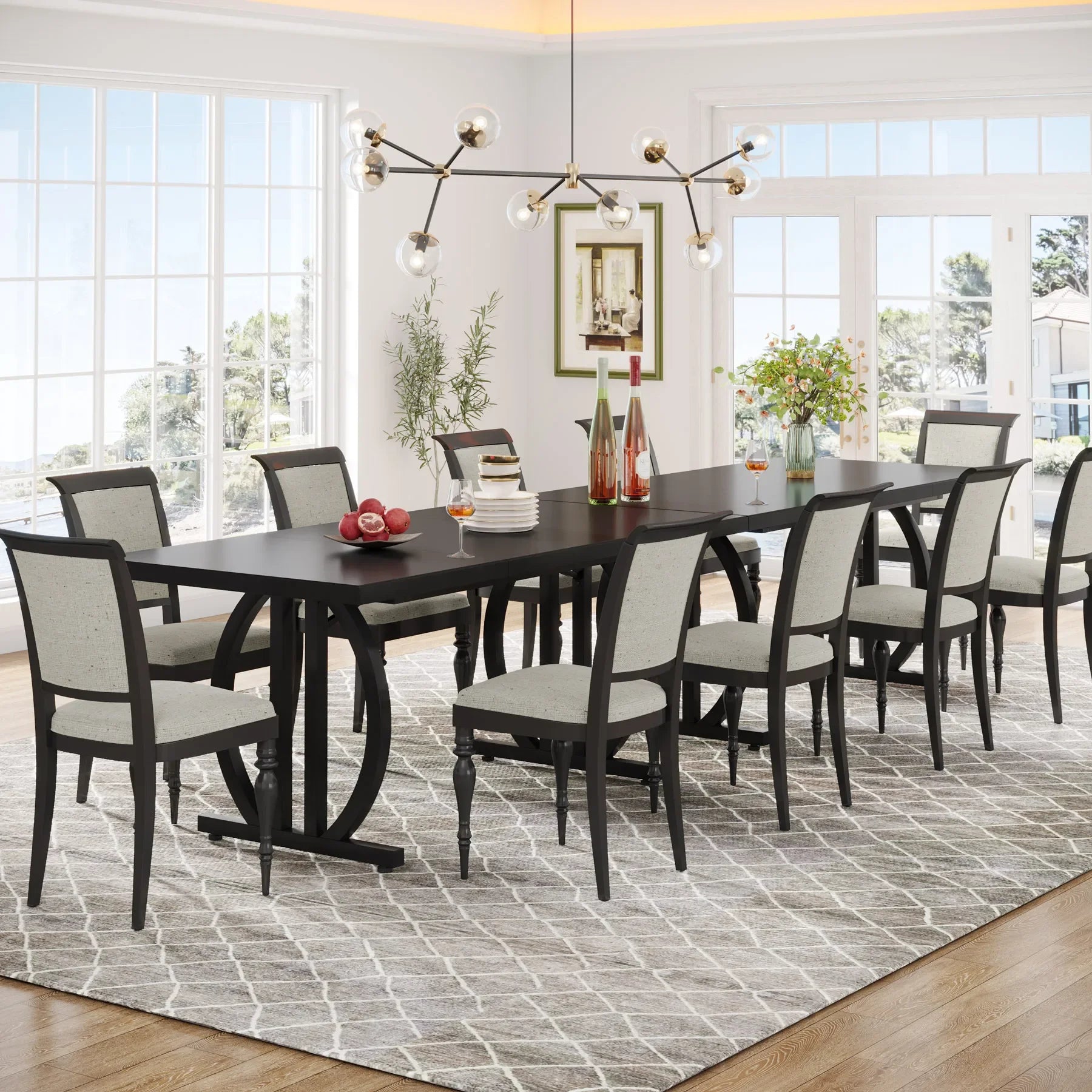 Tribesigns 63" Modern Large Dining Table with Metal Frame for 4-6 People