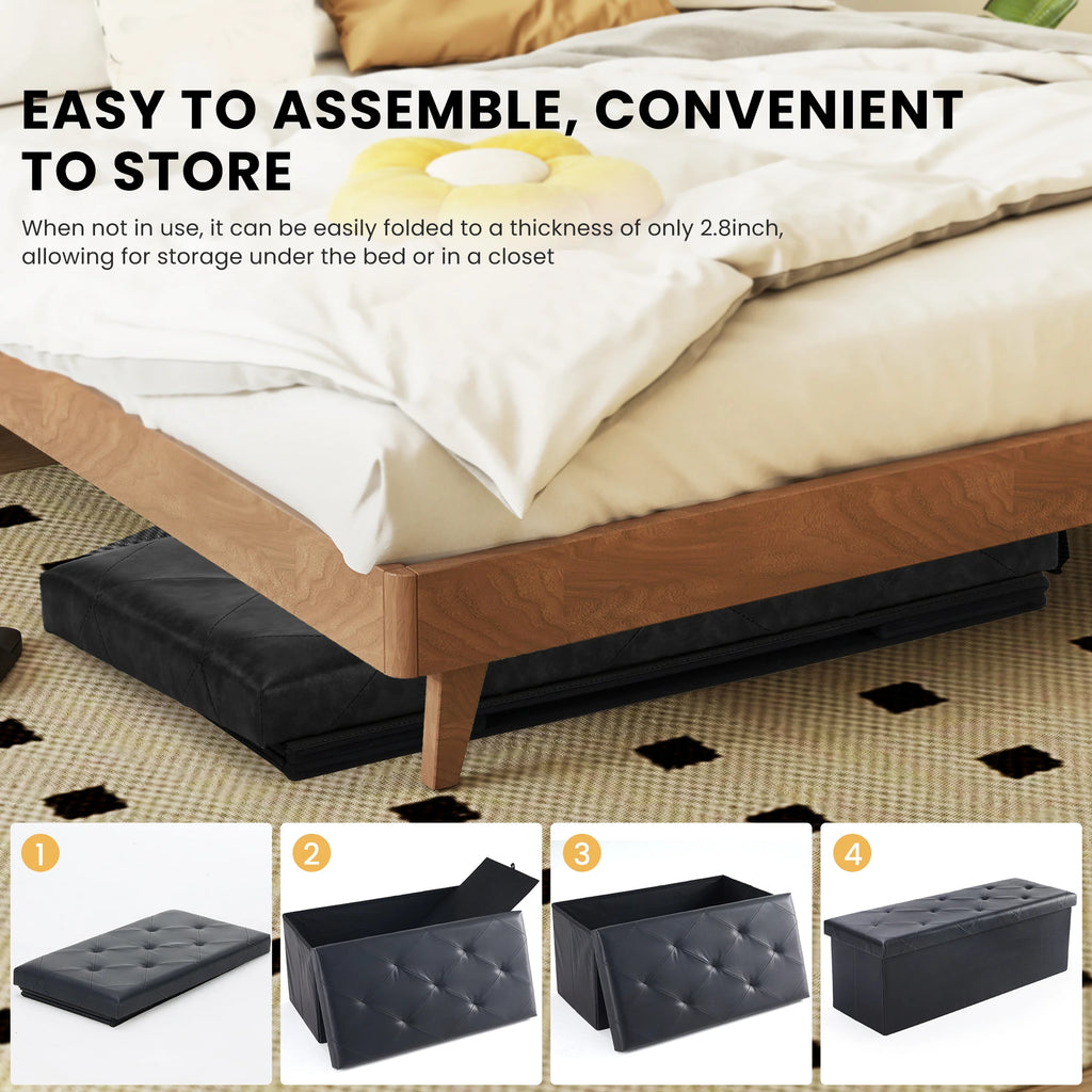 JHK 43" Leather Folding Ottoman
