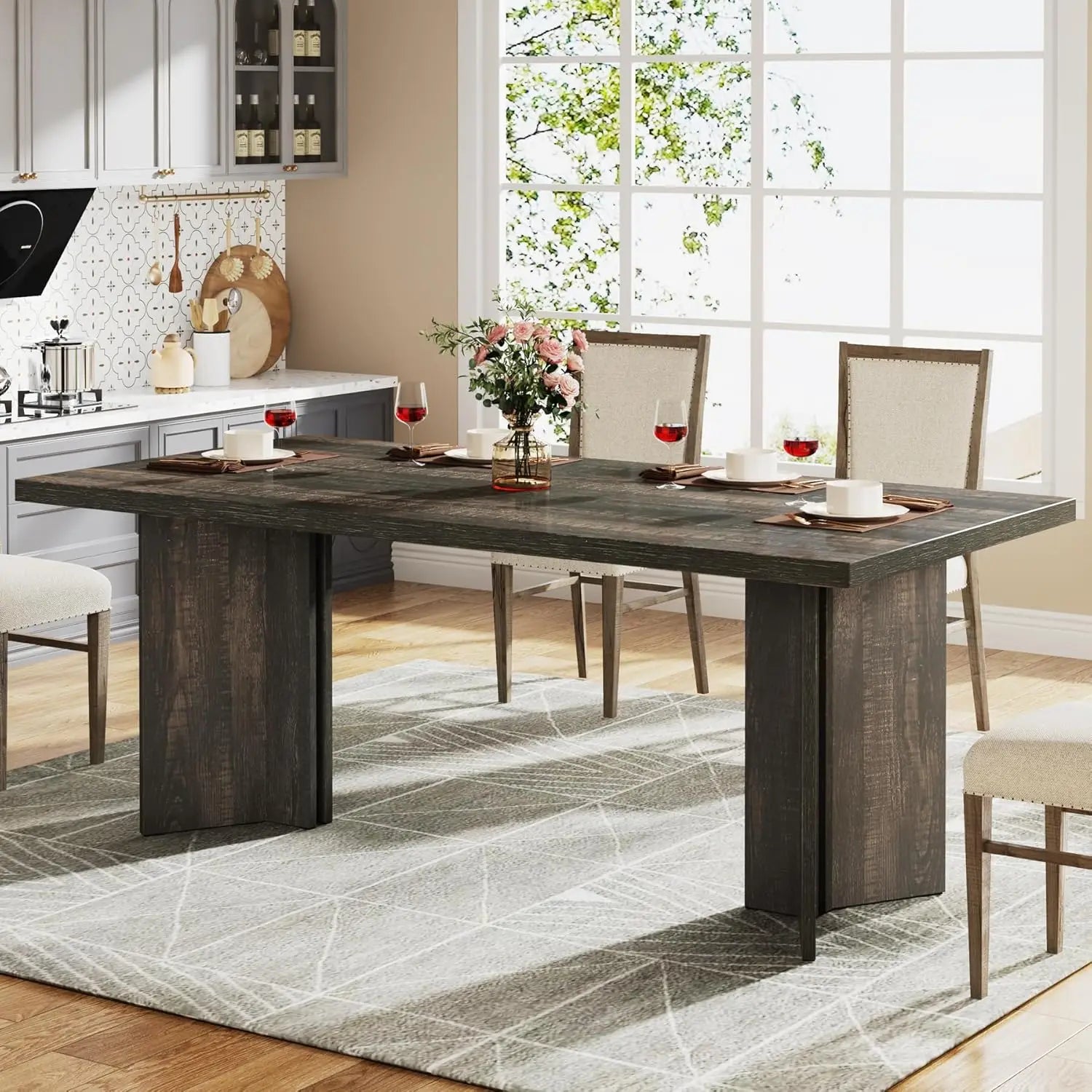 Tribesigns 63" Rectangular Dining Table for 4-6 People