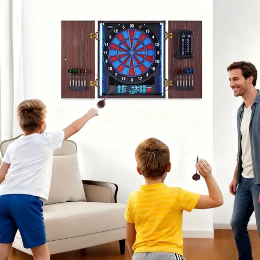 Electronic  Digital Dart Board with Cabinet and Light Strips Soft Tips