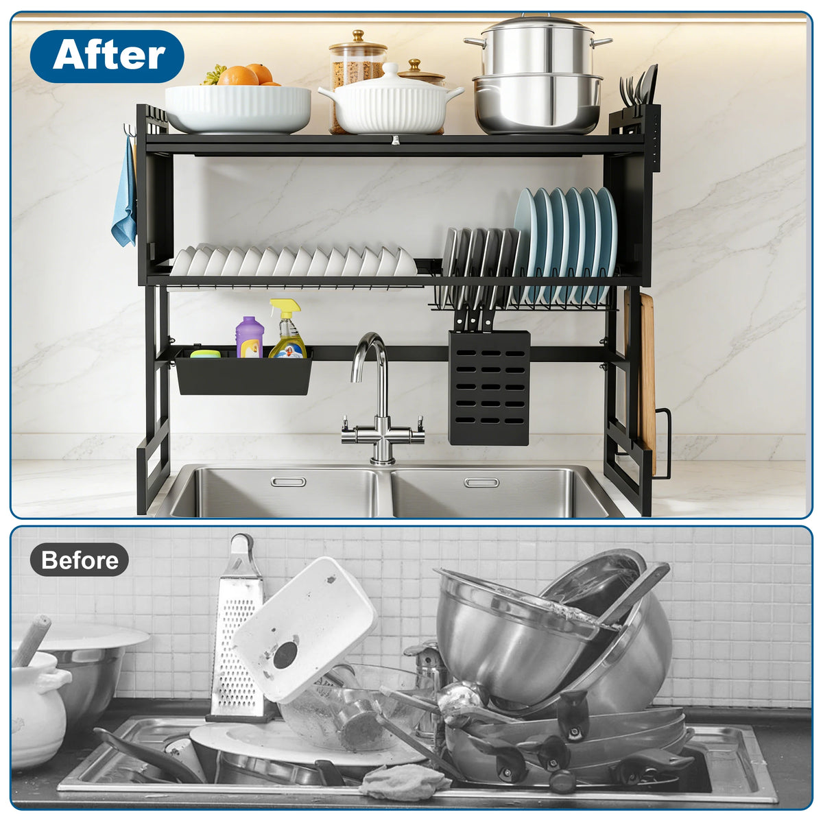Extra long Countertop Drying Rack for Kitchen Sink