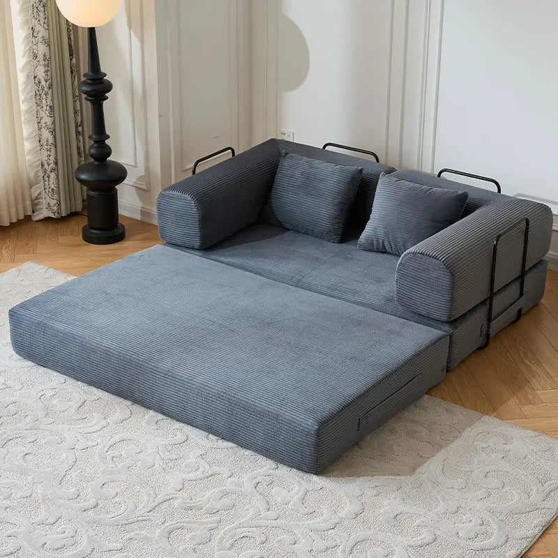 79'' Boneless Couch Convertible Futon Sleeper Sofa with L-Shaped Armrests