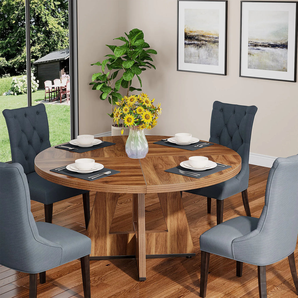 Tribesigns 47" Wooden Small Round Dining Table for 4 People
