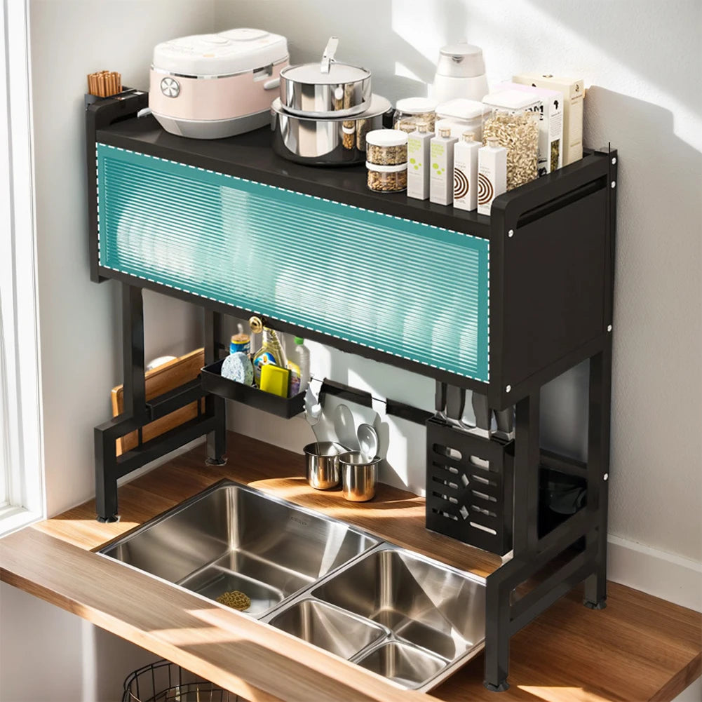 Multi-Functional Steel Kitchen Storage Rack with Cover