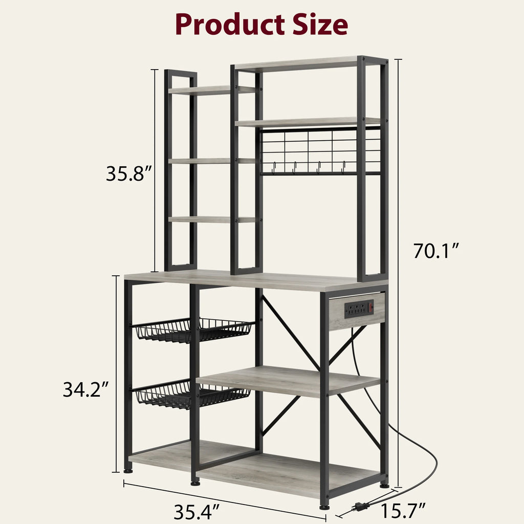 7-Tier Bakers Rack with Power Outlet