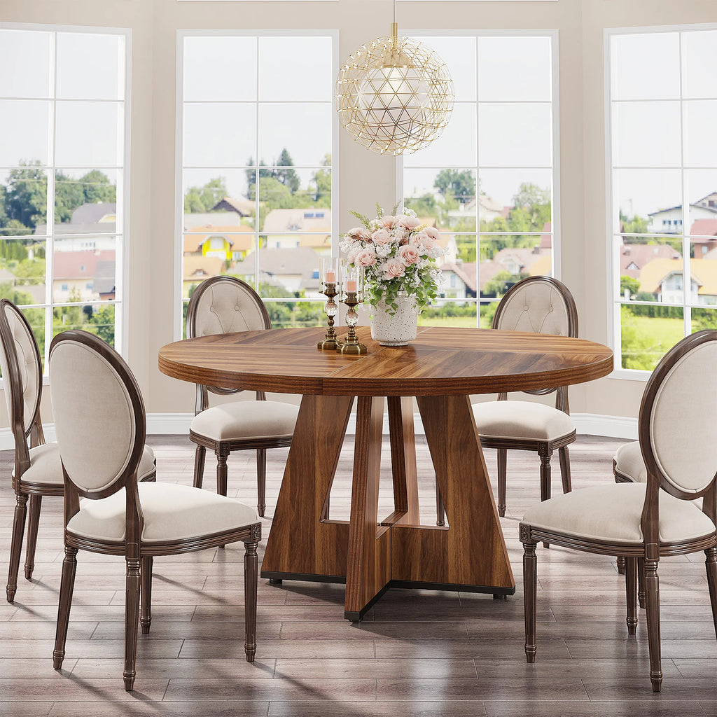 Tribesigns 47" Wooden Small Round Dining Table for 4 People