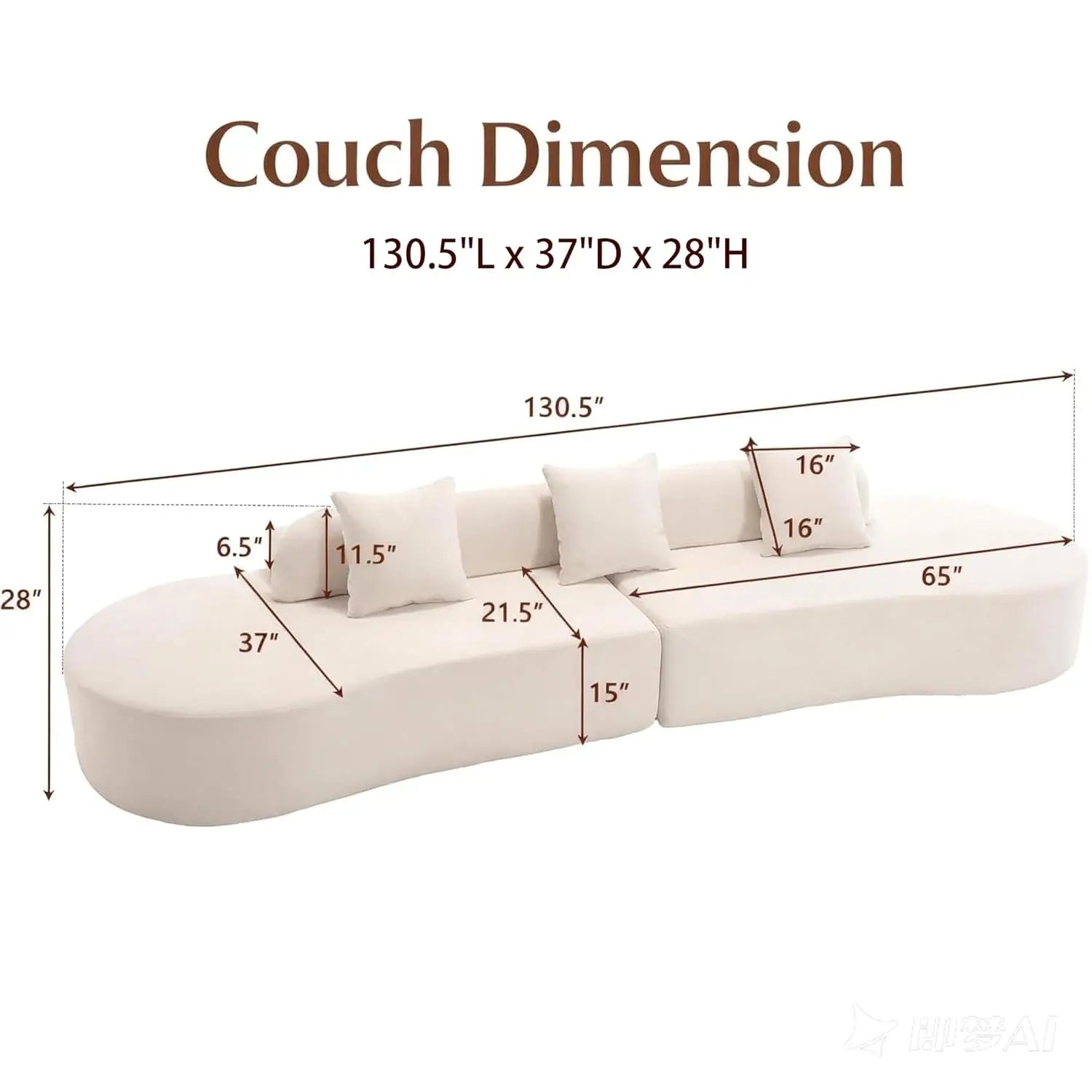 130” Oversized Boneless Sectional Couches