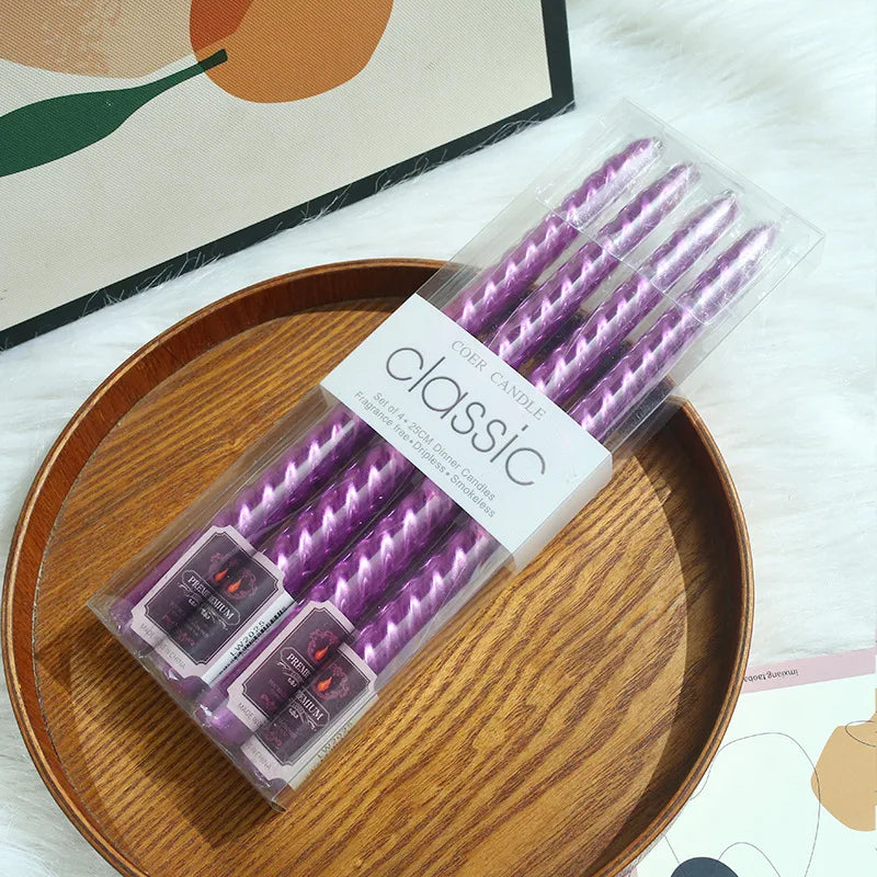 4pk per box - European long-pole spiral candles, 25cm spiral candles