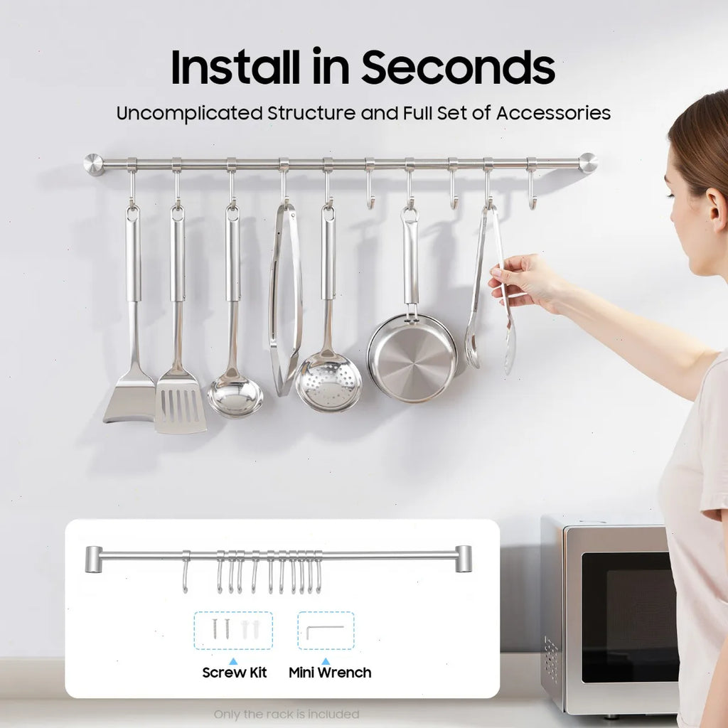 Stainless Steel Pot Rack Hanger with 10 Hooks