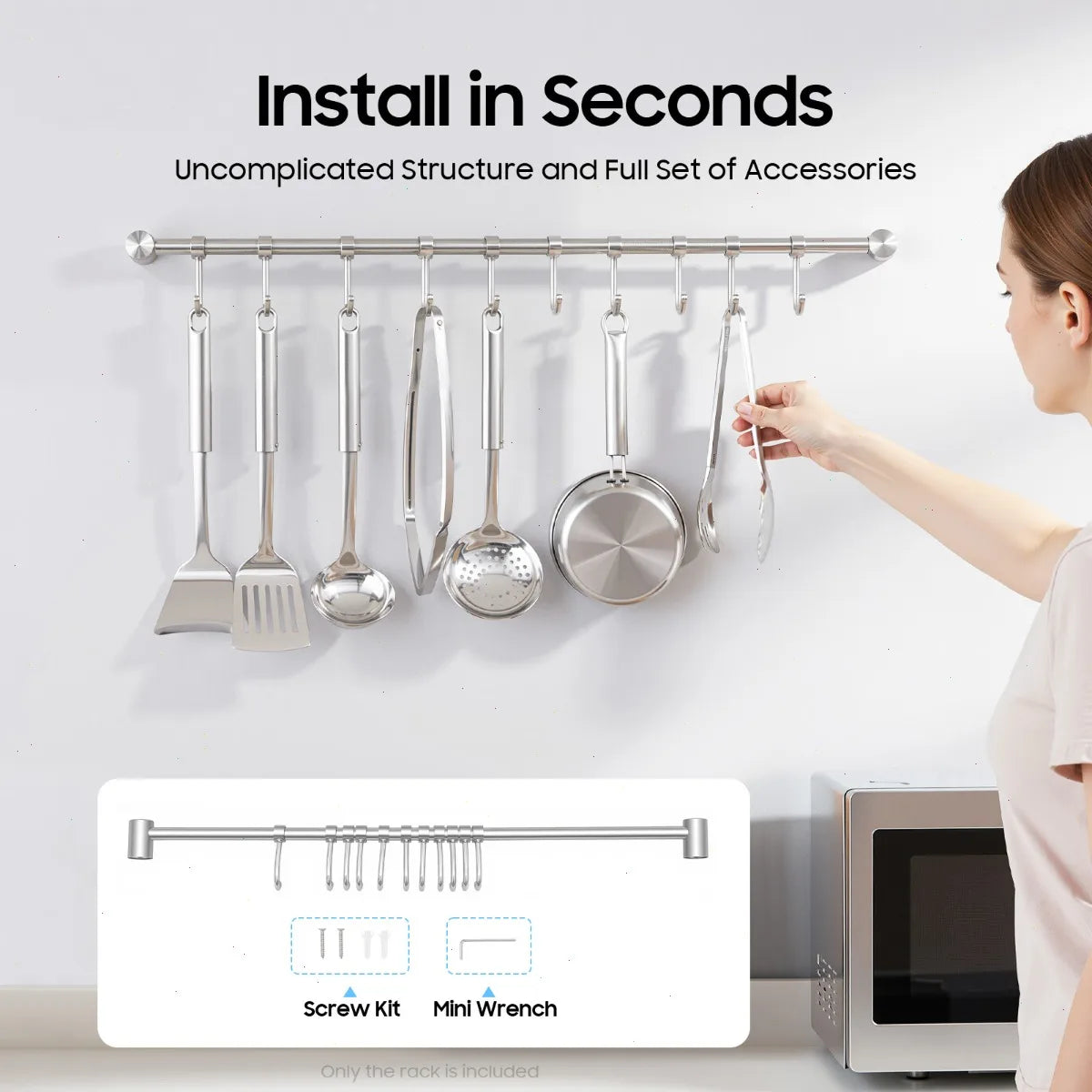 Stainless Steel Pot Rack Hanger with 10 Hooks