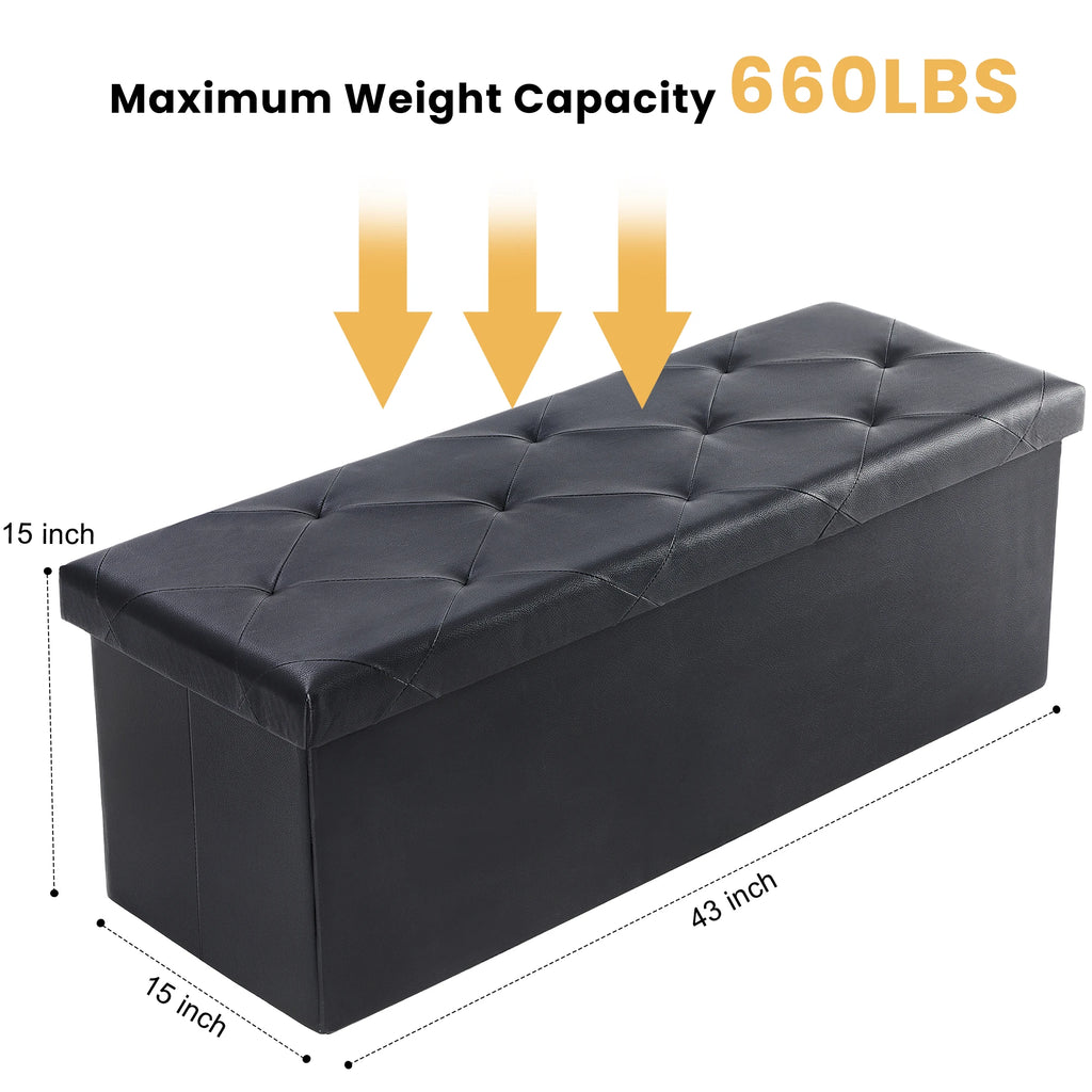 JHK 43" Leather Folding Ottoman