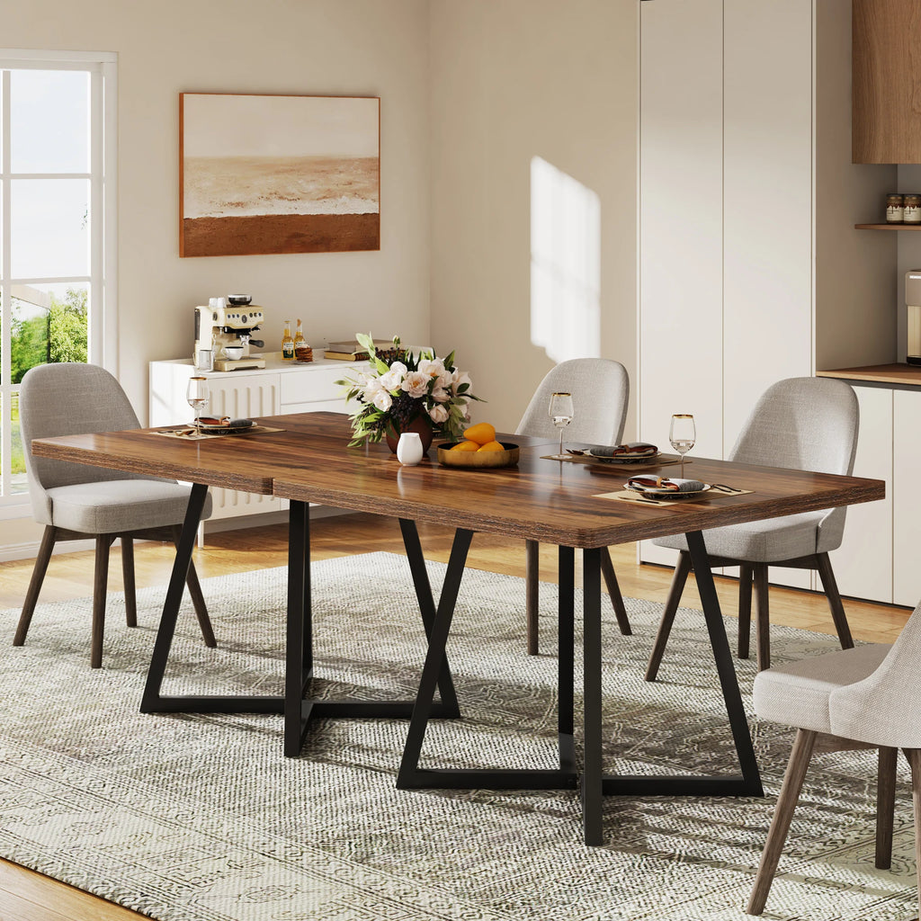 Tribesigns Wooden Square Dining Table with Metal Base for 4