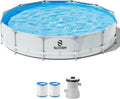 JOYFY Round Above Ground Pool with Filter Pump