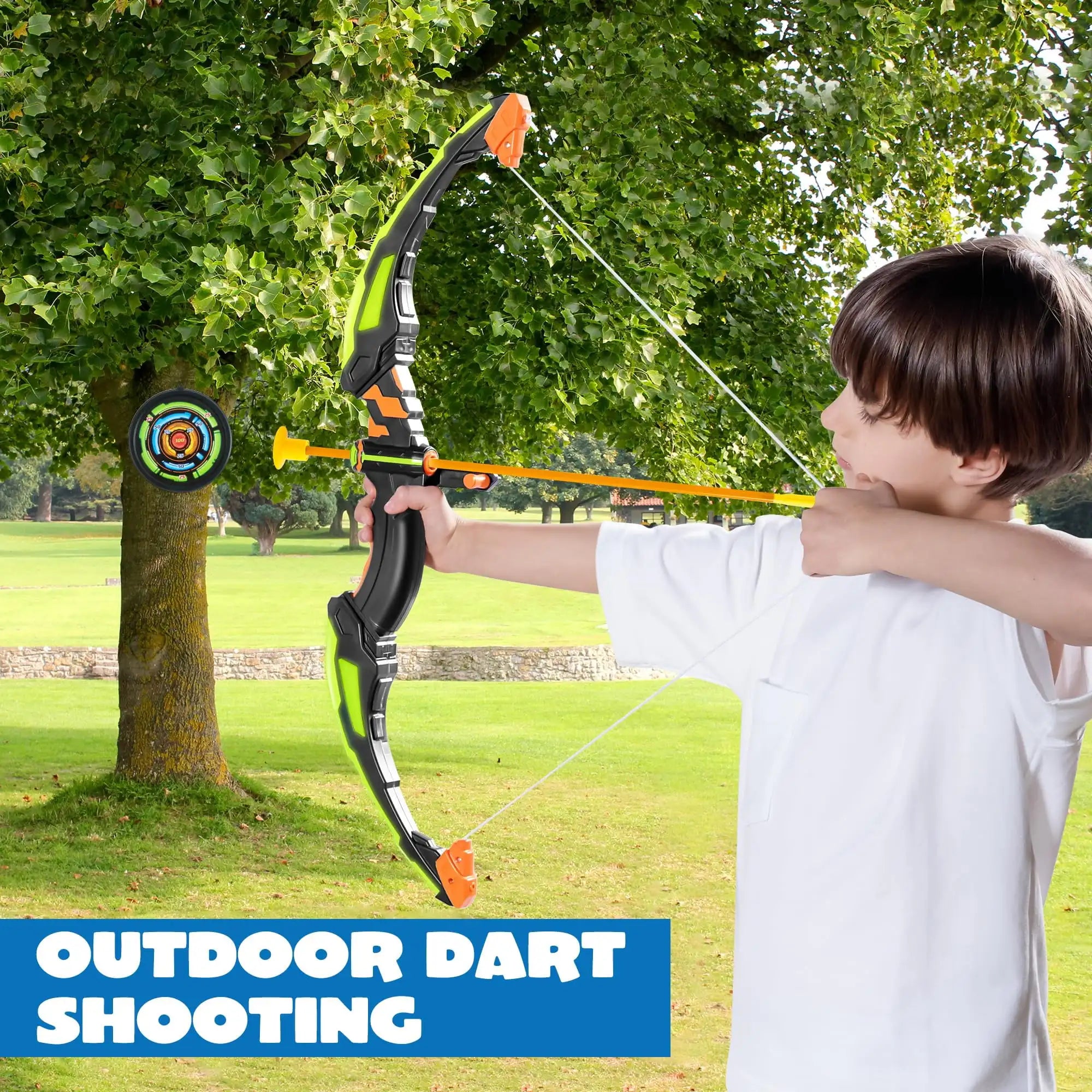 JOYFY Kids Bow & Suction  Cup Arrow Set with LED Flash Lights Outdoor Play for Kids 6-12