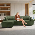 118'' Corduroy Modular Sofa, Deep Seat Compression Couch With Memory Foam