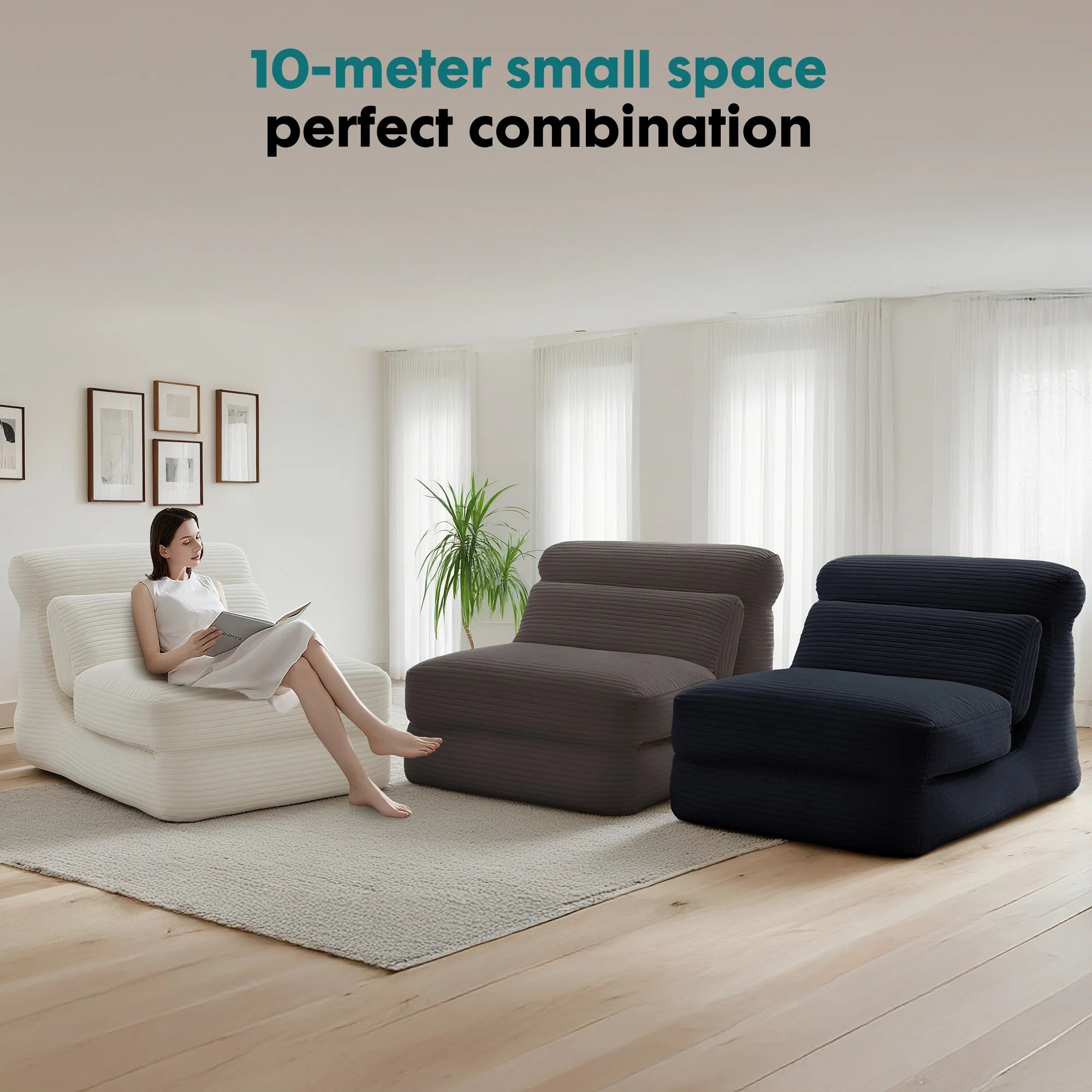 JHK Versatile Corduroy Folding Sofa Bed