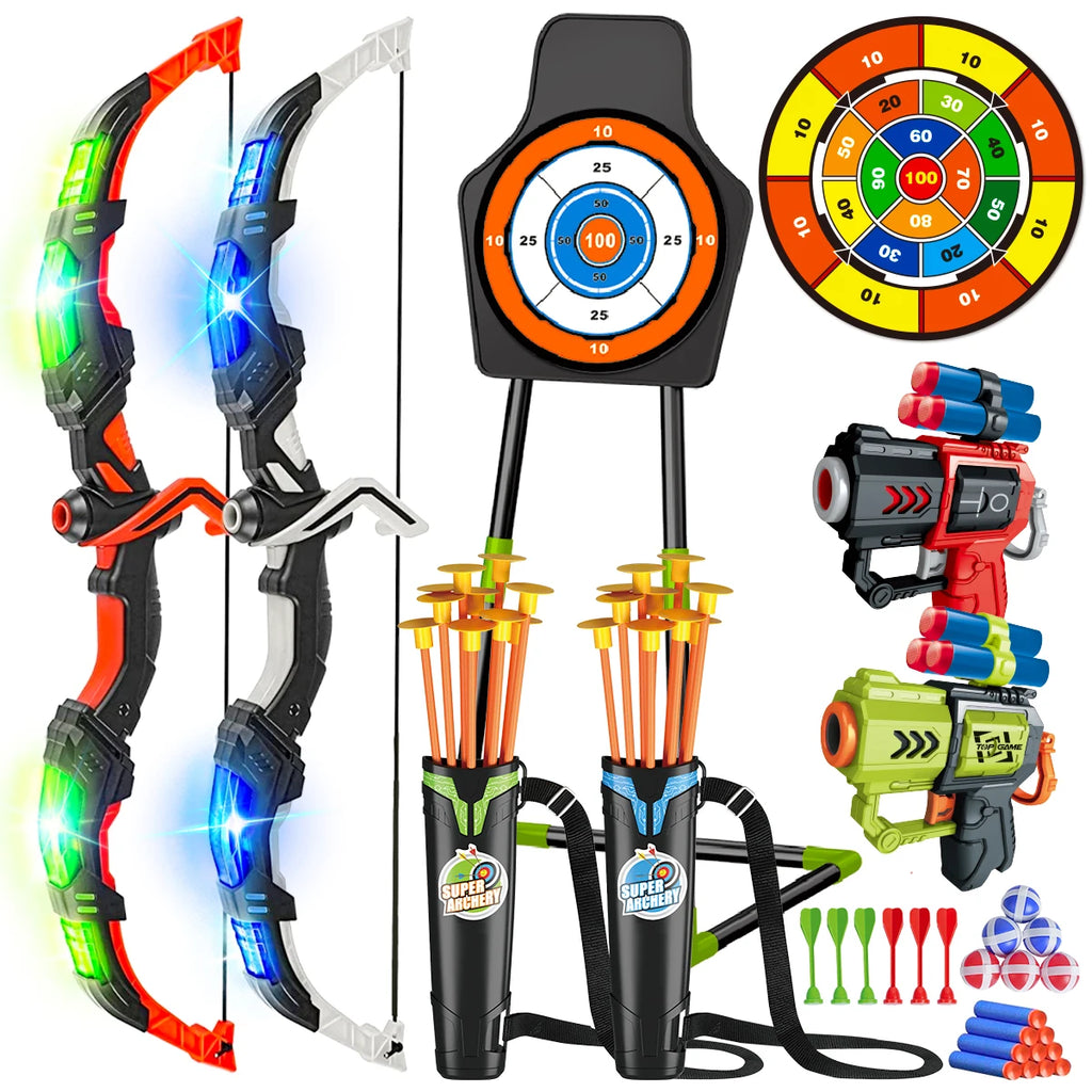 VATOS 2X Bow& Arrow , Guns, and Night Light Archery Stand Target Board for Indoor Outdoor Play
