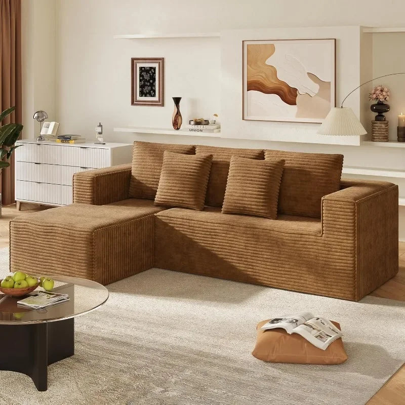 WLIVE 110'' U Shape Sectional 7 Seat Sleeper Sofa with Storage Chaise and Pillows,