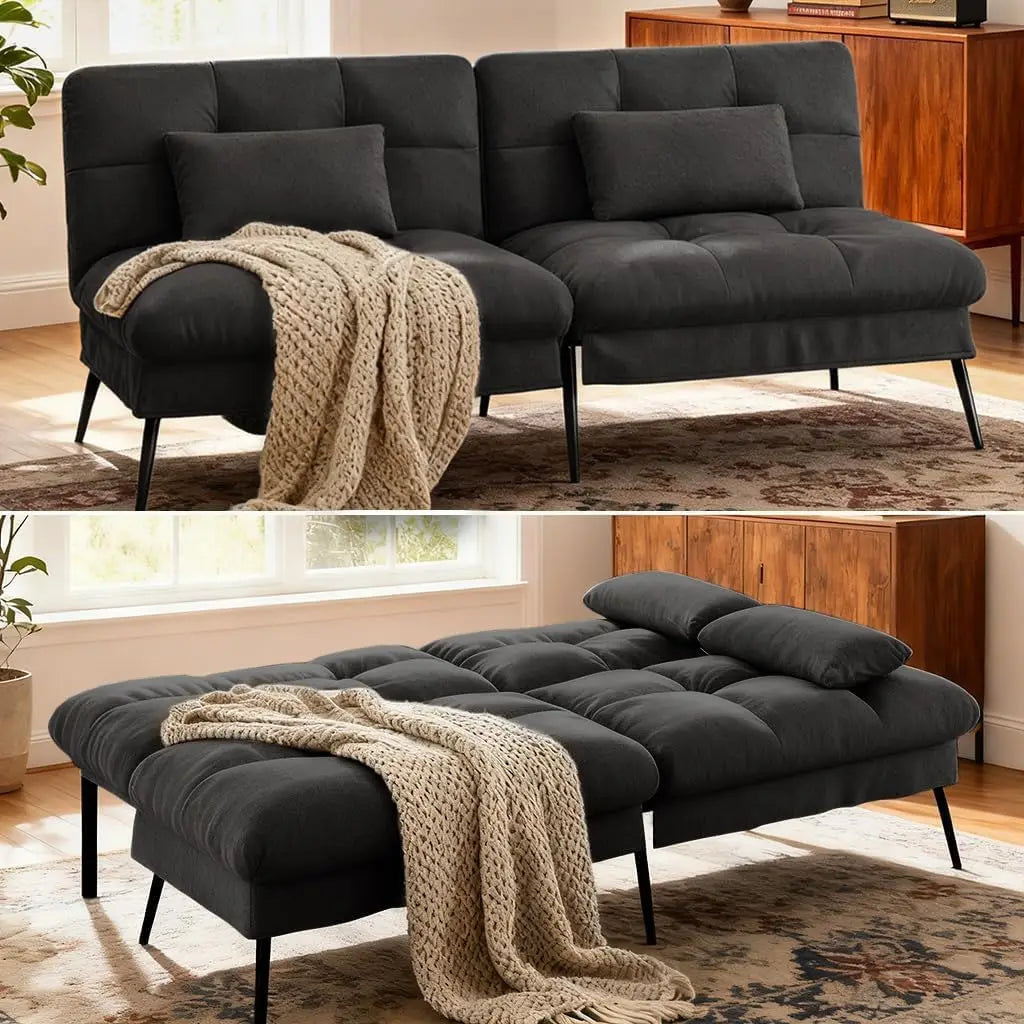 COMHOMA Convertible Futon Sofa Bed with Adjustable Backrest  Folding Sleeper