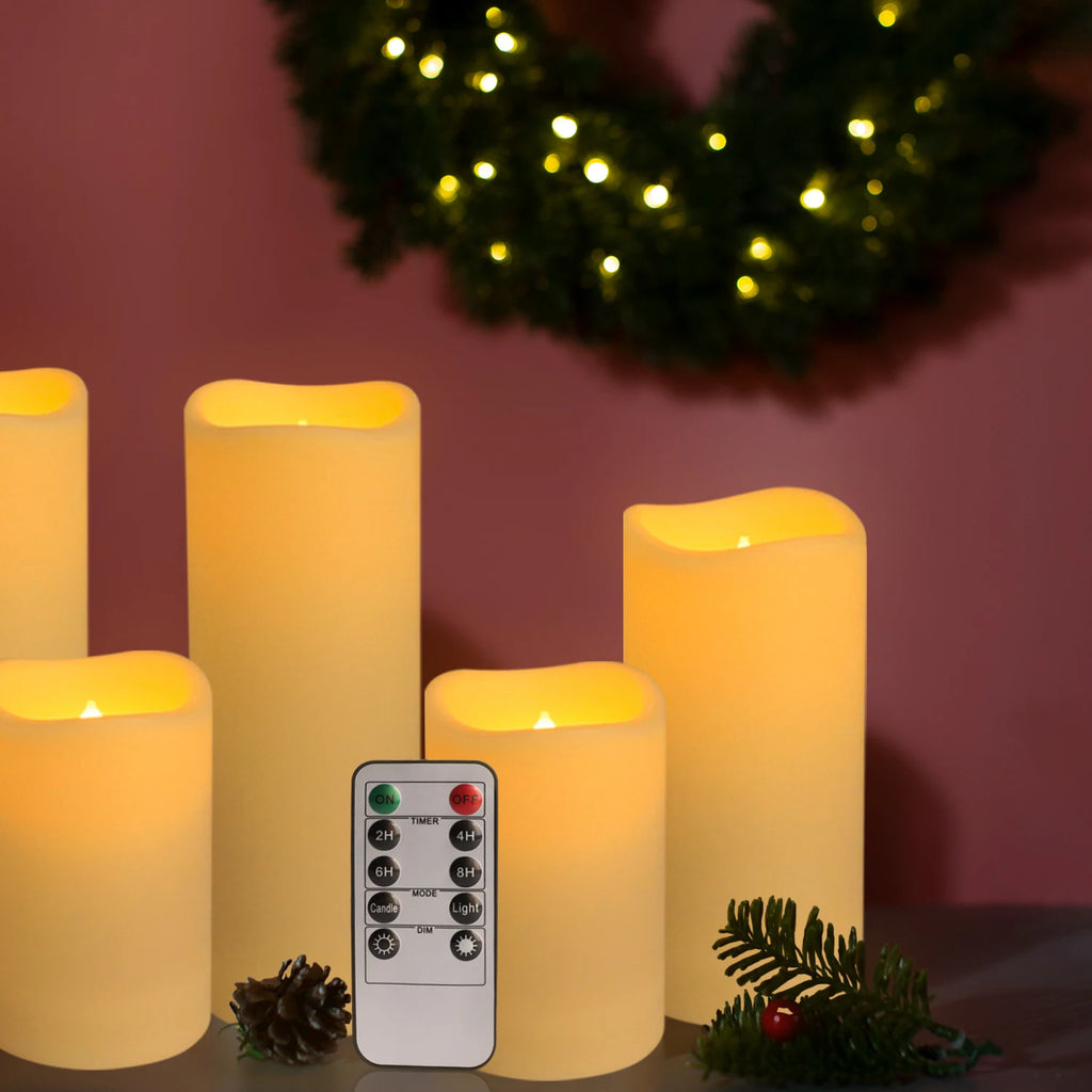 3pk Set of waterproof flameless LED Candles Battery Operated with Remote