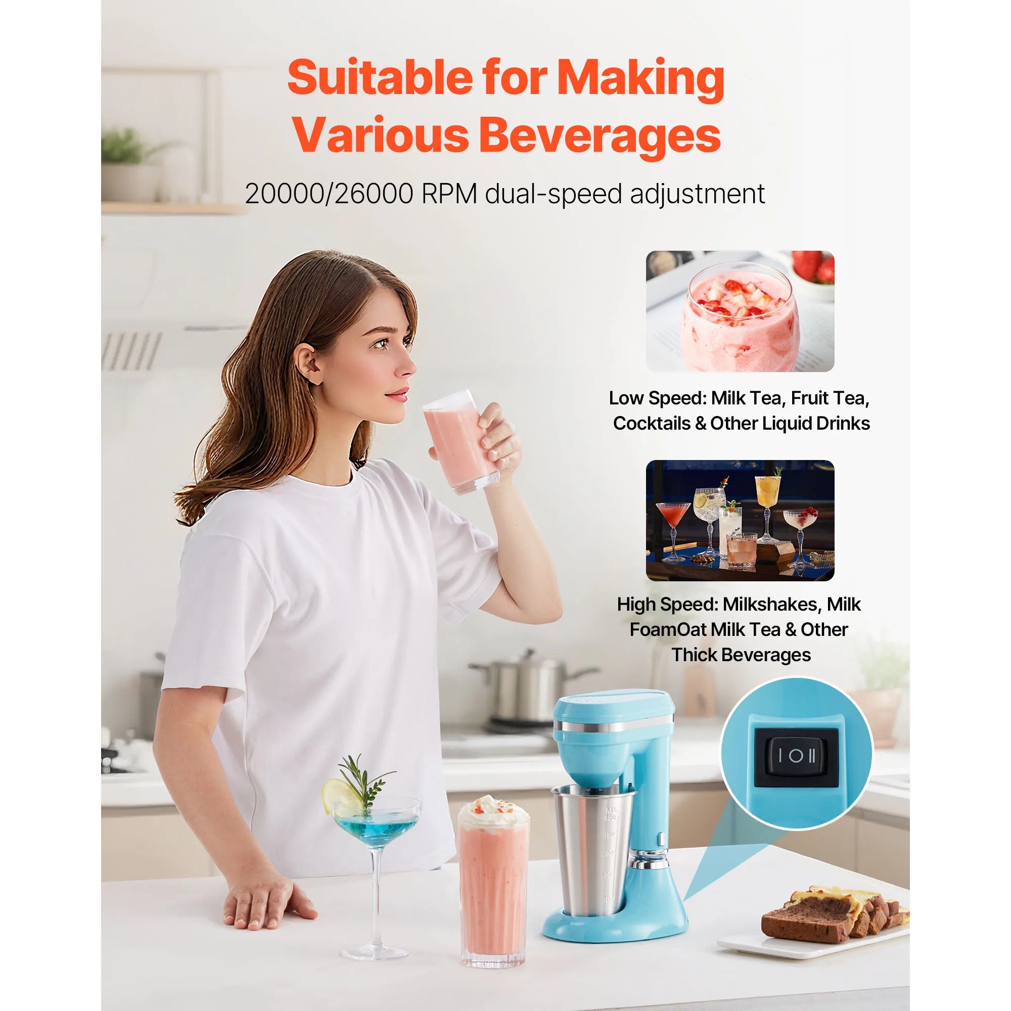 SucceBuy Dual-Speed Adjustment Milkshake Blender