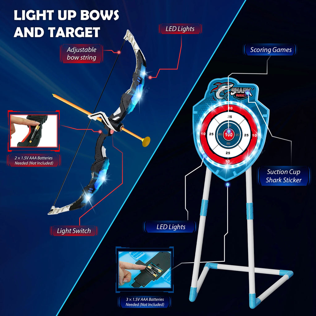 VATOS Night-Light Guns , Archery, and Stand Target Board for Indoor and Outdoor Play
