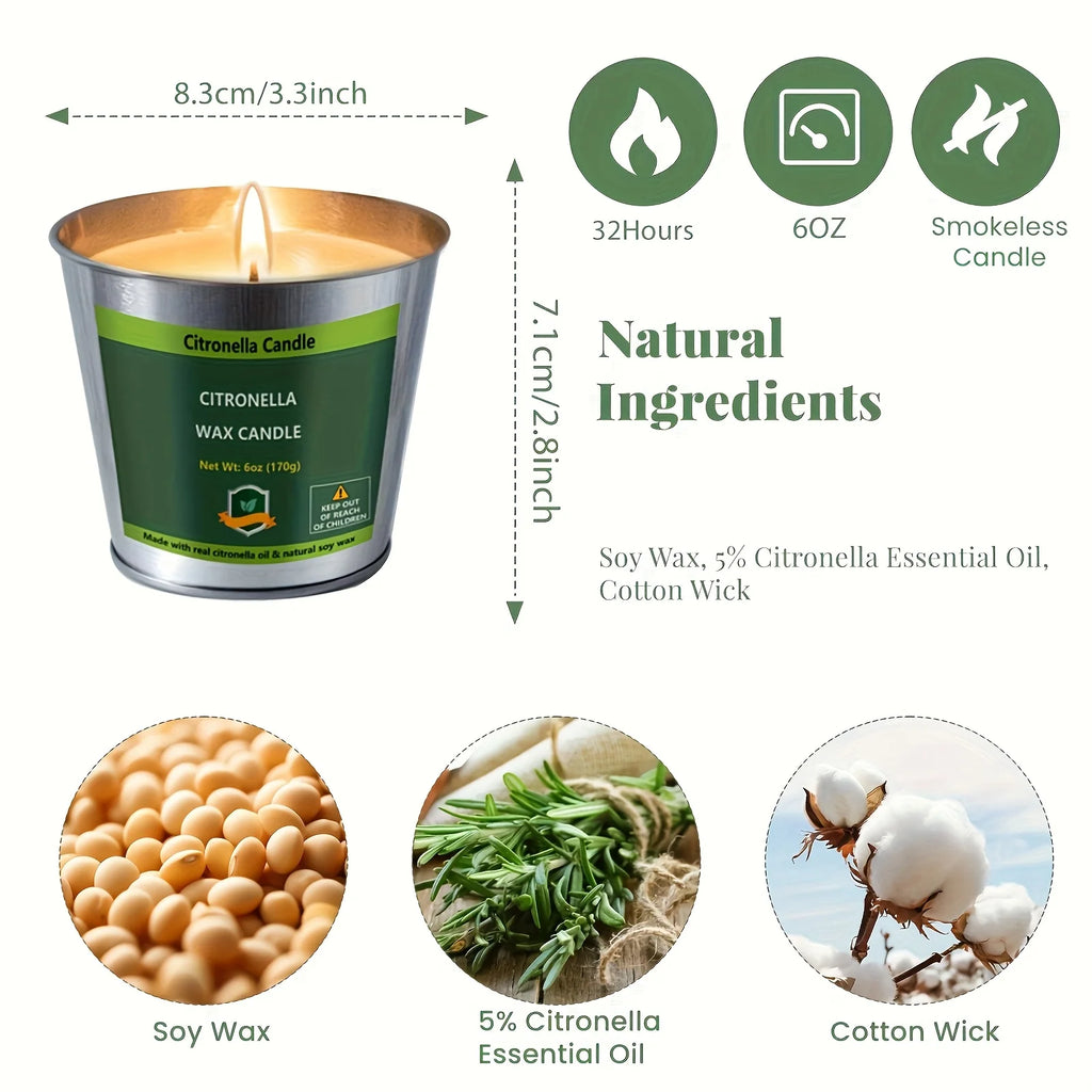 4pcs 6oz Citronella Candles Outdoor