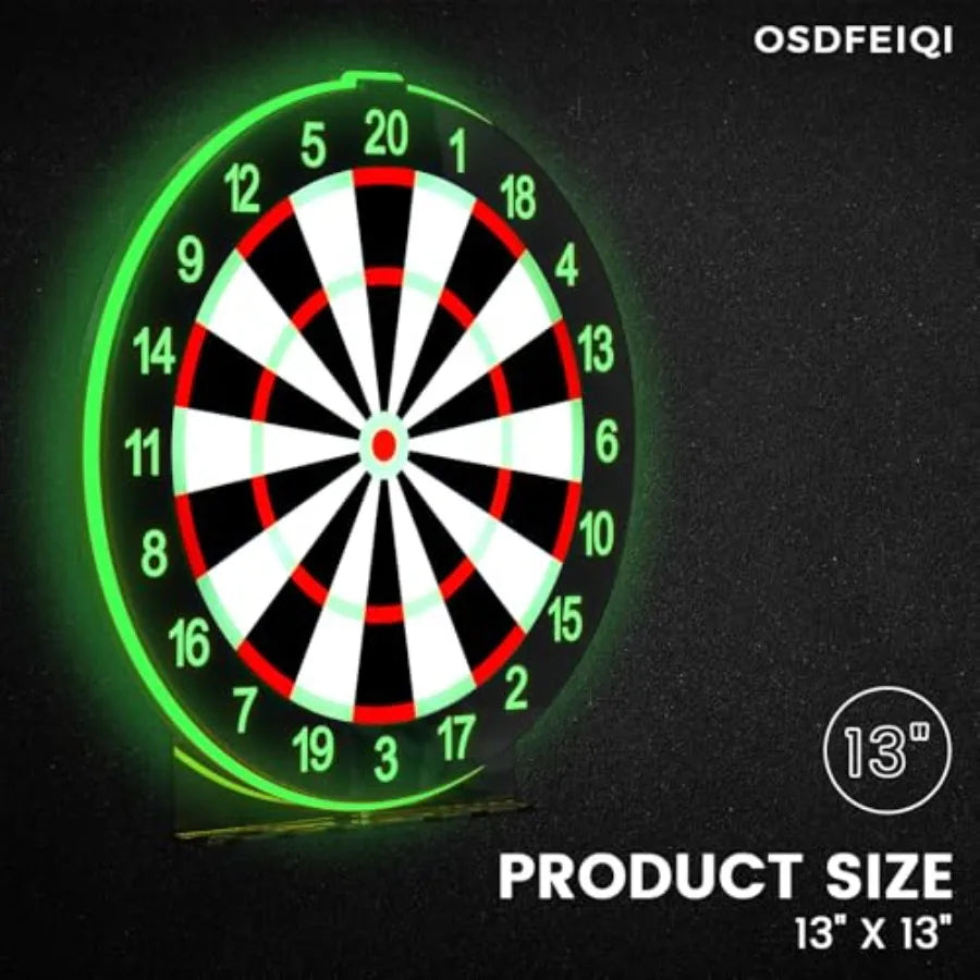 LED Light Up Dart Board with 6 Safe Suction Cup Darts