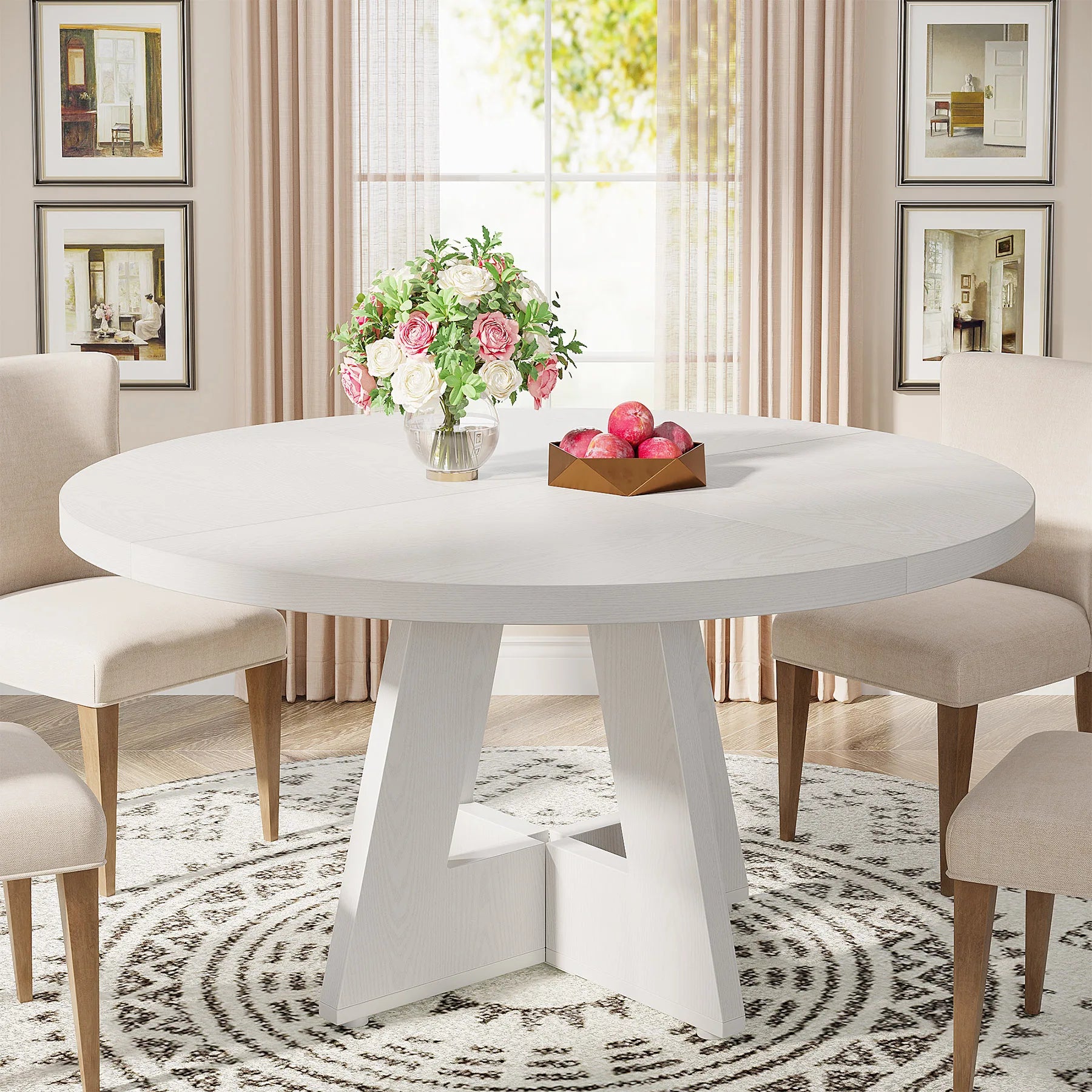 Tribesigns 47" Wooden Small Round Dining Table for 4 People