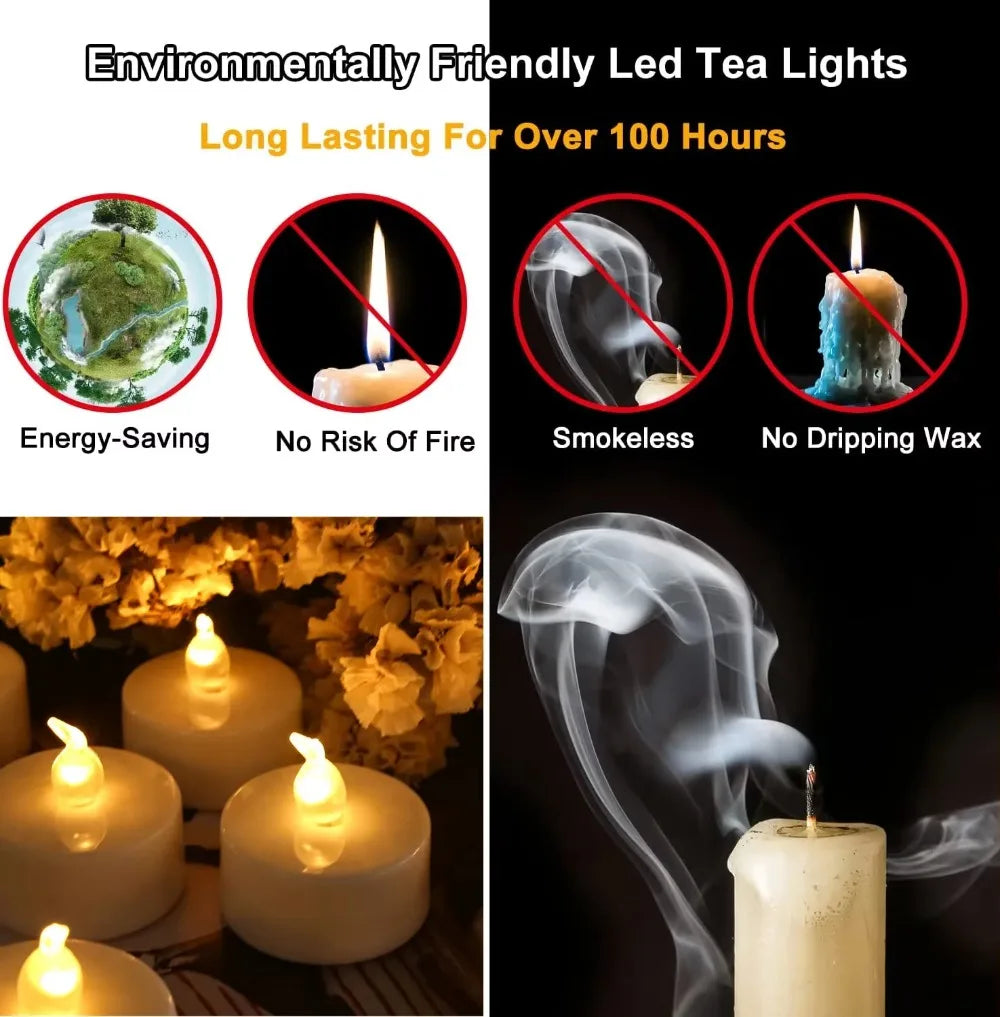 Flameless Flickering LED Tea Lights with Timer 24Hours Automatic