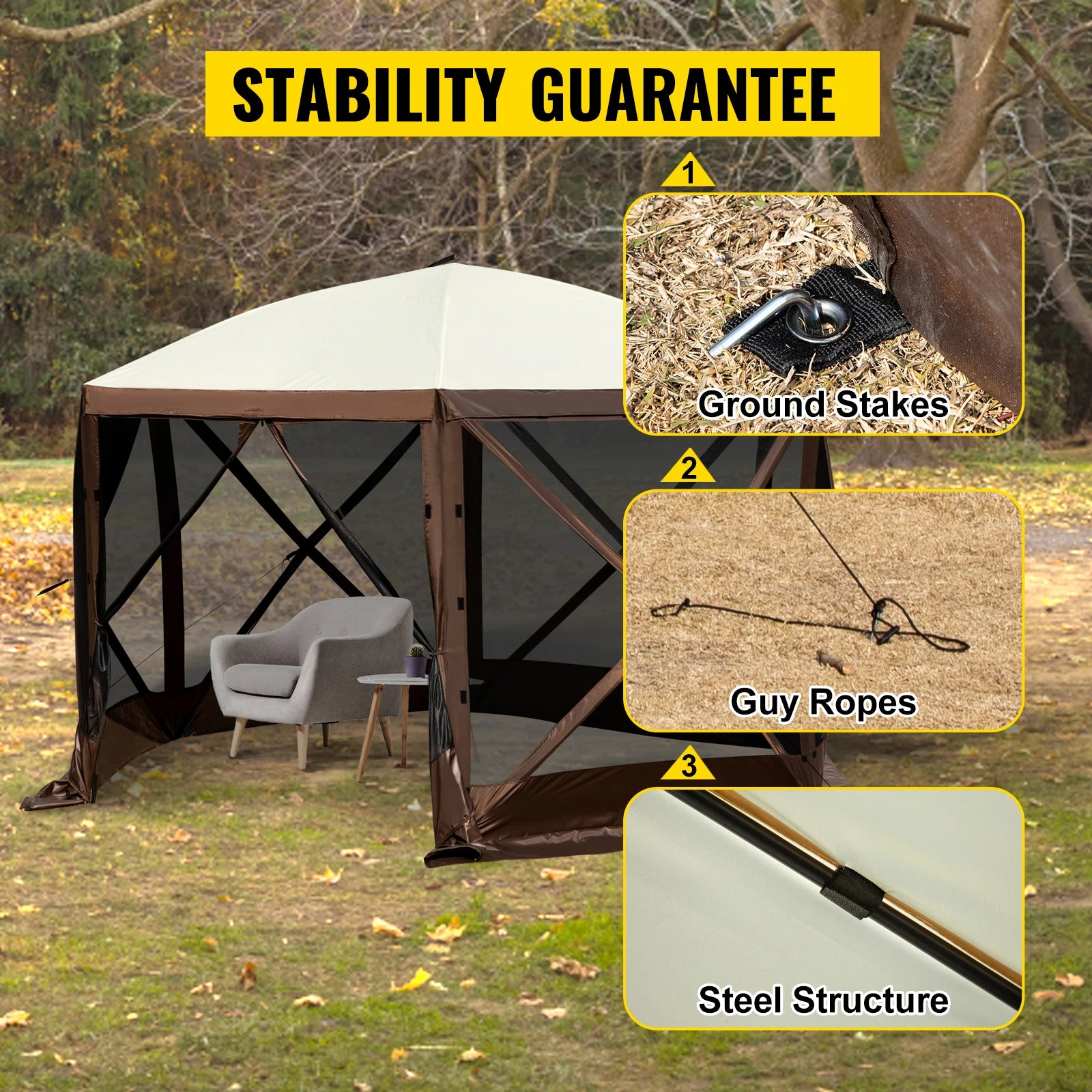 SucceBuy Pop-up Camping Gazebo  Shelter 6 Sided